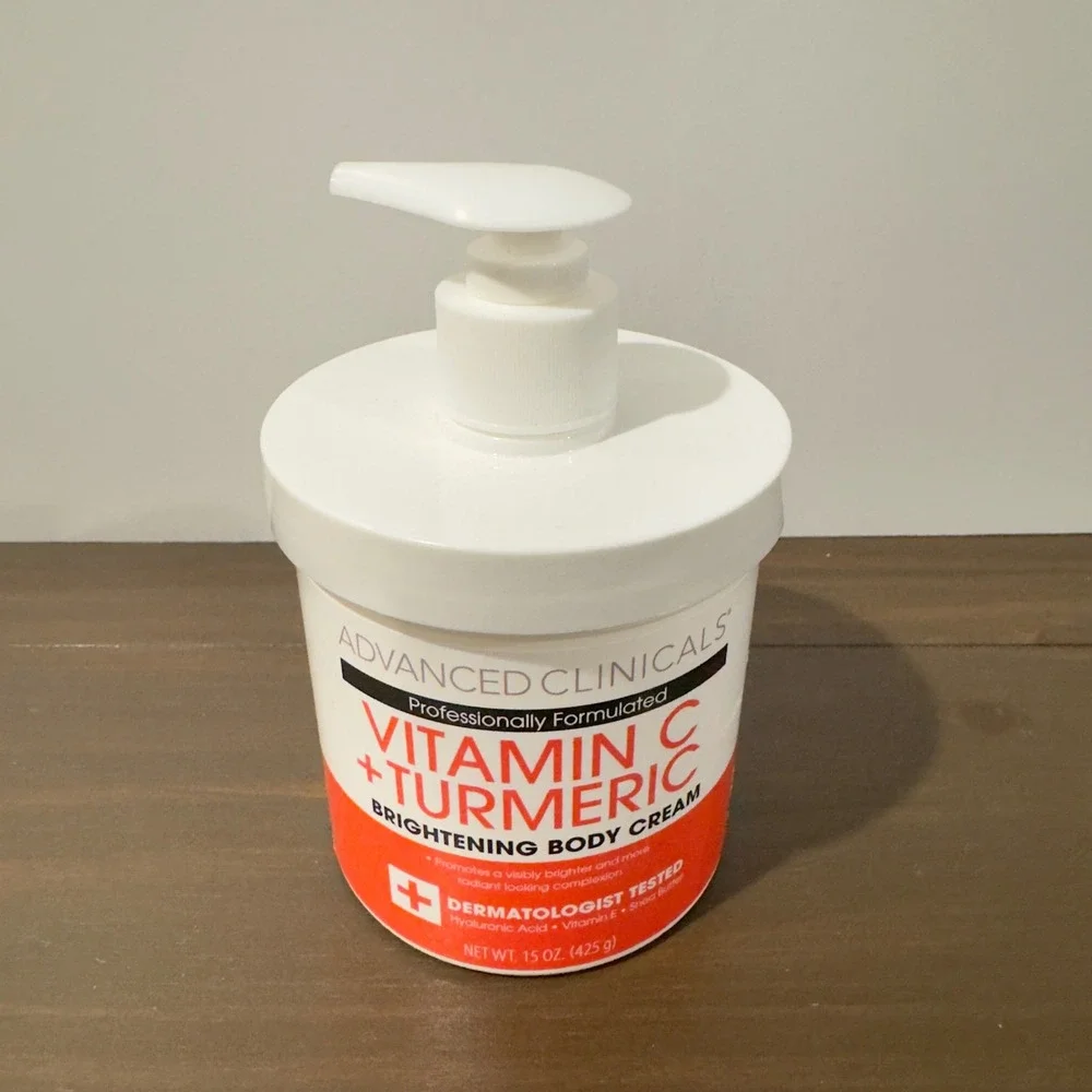 Advanced Clinicals Vitamin C Turmeric Brightening Body Cream 15 Oz Pump Jar New